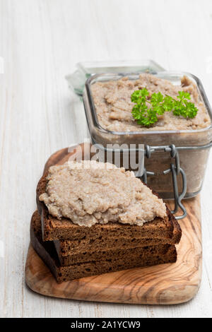 Forshmak  paste from herring with herbs isolated on white Stock Photo