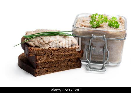 Forshmak  paste from herring with herbs isolated on white Stock Photo