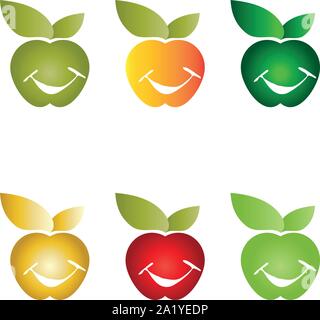 Apple with smile, apple, smile, logo Stock Vector