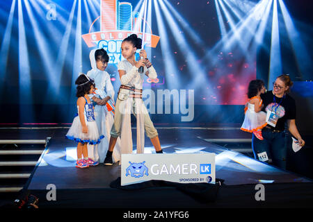 10/December/2017 - Comic-con exhibition and cosplay event held in Sri Lanka. Kids playing Star Wars movie characters Stock Photo