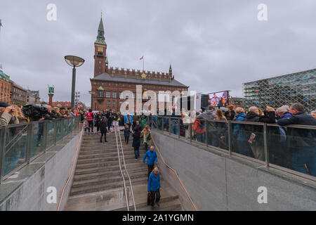 Copenhagen, Zealand Denmark - 29 9 2019: New M3 cityringen metro line opening in Copenhagen Radhusplads Stock Photo