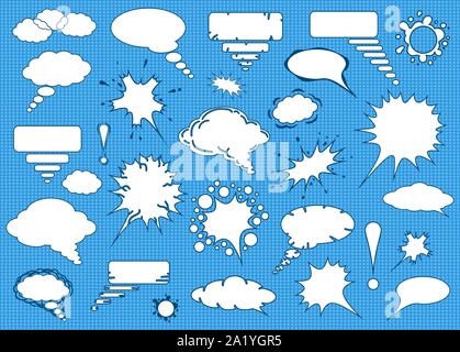 Comic hand drawn speech bubbles vector set Stock Vector