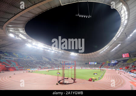 Doha / Qatar – September 29, 2019: The Khalifa International Stadium on the third day of competition at the IAAF World Athletics Championships 2019 Stock Photo