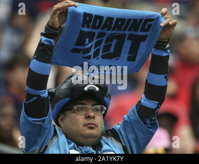Houston, Texas, USA. 29th Sep, 2019. A Carolina Panthers fan during an NFL game between the Houston Texans and the Carolina Panthers at NRG Stadium in Houston, Texas, on Sept. 29, 2019. Credit: Scott Coleman/ZUMA Wire/Alamy Live News Stock Photo