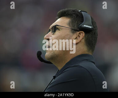 Houston, Texas, USA. 29th Sep, 2019. Carolina Panthers head coach Ron Rivera during an NFL game between the Houston Texans and the Carolina Panthers at NRG Stadium in Houston, Texas, on Sept. 29, 2019. Credit: Scott Coleman/ZUMA Wire/Alamy Live News Stock Photo