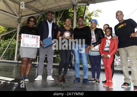 Paris, France. 28th Sep, 2019. Best Cashier Group: Kreyol'ys - Trophy ceremony for the winning groups of the 18th edition of the Carnaval Tropical. Stock Photo