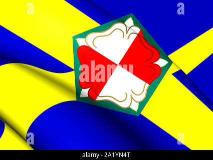 3D Flag of Pembrokeshire County, Wales. 3D Illustration. Stock Photo