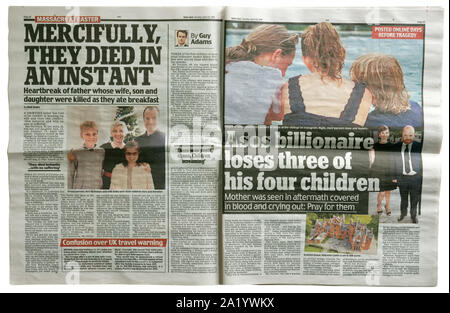 The inside pages of the Daily Mail about the Sri Lanka bombings at easter 2019 Stock Photo