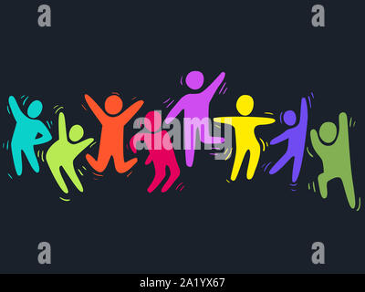 Illustration of Dancing People In Festive Colors Stock Photo