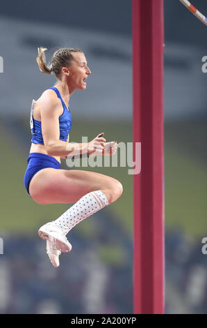 Anzhelika Sidorova (Russia). Pole Vault Women Gold Medal. IAAF World Athletics Championships, Doha 2019 Stock Photo