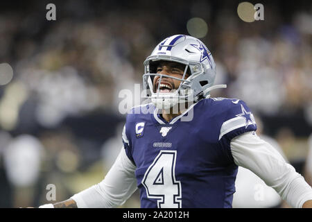 IMAGE DISTRIBUTED FOR THE NFL - Dak Prescott of the Dallas Cowboys, right,  and Camila Mendes present the Bridgestone clutch performance of the year at  the 8th Annual NFL Honors at The