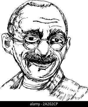 Mohandas Karamchand Gandhi sketch illustartion Stock Photo