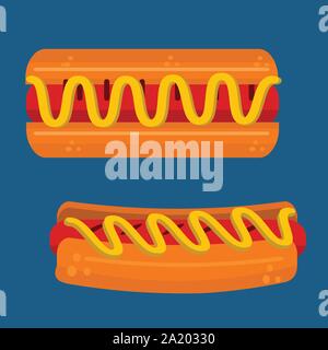 flat hotdog vector illustration Stock Vector