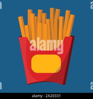 French fries in red paper box vector illustration Stock Vector