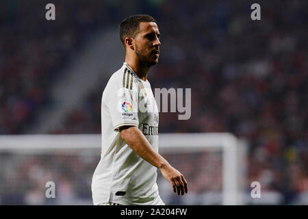 Madrid, Spain. 28th Sep, 2019. Eden Hazard of Real Madrid during the La Liga match between Atletico de Madrid and Real Madrid at Wanda Metropolitano Stadium in Madrid.Final score: Atletico de Madrid 0:0 Real Madrid. Credit: SOPA Images Limited/Alamy Live News Stock Photo