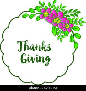 Greeting card thanksgiving, with pattern seamless green leafy floral frame. Vector Stock Vector