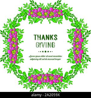 Greeting card thanksgiving, with pattern seamless green leafy floral frame. Vector Stock Vector