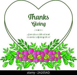 Greeting card thanksgiving, with pattern seamless green leafy floral frame. Vector Stock Vector