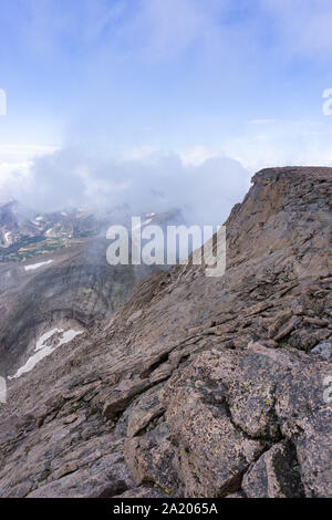 Dramatic cliff face at top of Longs Peak Stock Photo