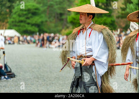 Kyoto, Japan - October 22, 2016: Festival of The Ages, an ancient and authentic costume parade of different Japanese feudal periods. Stock Photo