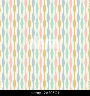 Abstract pastel coloured waves seamless repeat vector pattern. A sweet striped repeat design background ideal for babies and children. Stock Vector