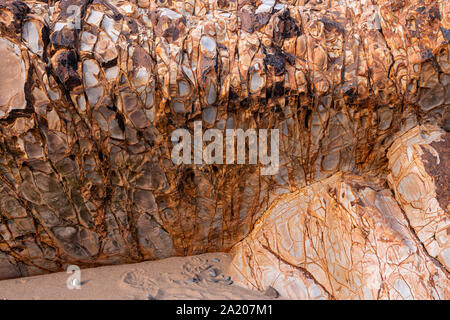 Mudstone and sandstone at Widemouth Bay on the atlantic coast of north Cornwall Stock Photo