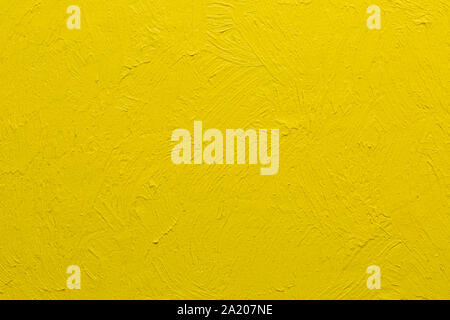 Abstract yellow brushstrokes painted background, real impasto yellow oil painting by hand Stock Photo