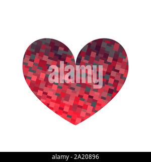 Square texture red heart. Valentine day card. Vector illustration. Stock Vector