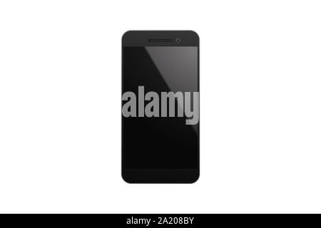 Modern black smartphone. Vector illustration. Mobile touchscreen technology Stock Vector
