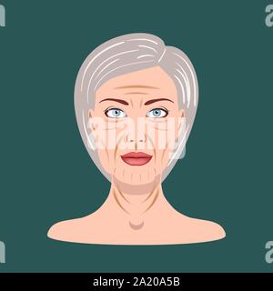 Senior Lady isolated on the dark background, Vector Illustration Stock Vector