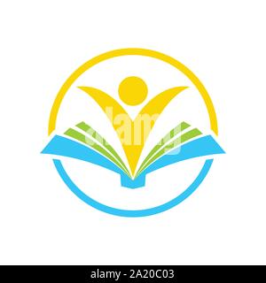 Happy Learning Book Circle Vector Symbol Graphic Logo Design Template Stock Vector