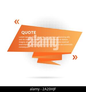 Big ribbon with quote text space vector illustration isolated on white background. Quotation remark, mention frame like speech bubble or callout text Stock Vector