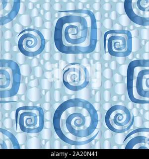 Seamless Abstract Background, Tile Pattern with Blue Spirals. Vector Stock Vector