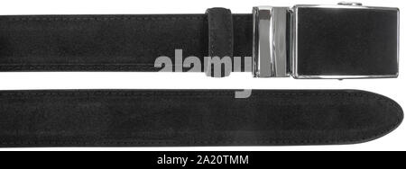 Parts of mens belt with automatic Buckle isolated on white background Stock Photo
