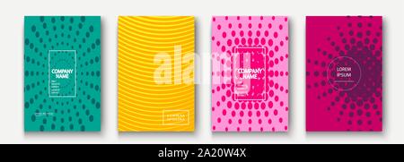 Minimalist modern cover collection design. Dynamic colorful halftone gradients. Future geometric patterns lines and dots vector background. Trendy min Stock Vector