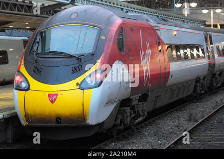 Virgin Trains class 309 Pendolino passenger train at Manchester Piccadilly station in 2019 Stock Photo