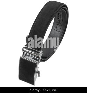 Black mens seude belt isolated on white background Stock Photo