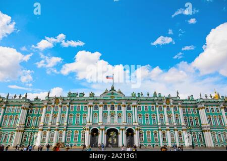 St. Petersburg, Russia - July 8, 2019: Tourists at Hermitage Museum on Palace Square