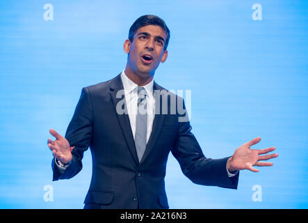 Manchester, UK. 30th Sep, 2019. Rishi Sunak, Chief Secretary to the Treasury and MP for Richmond speaks at day two of the Conservative Party Conference in Manchester. Credit: Russell Hart/Alamy Live News