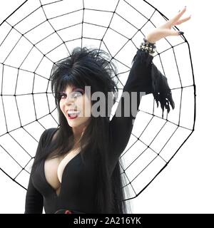 CASSANDRA PETERSON in ELVIRA: MISTRESS OF THE DARK (1988), directed by JAMES SIGNORELLI. Credit: NBC / Album Stock Photo