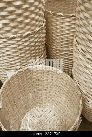 stack of the new wicker baskets Stock Photo