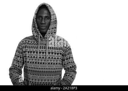 Studio shot of young African man in black and white Stock Photo