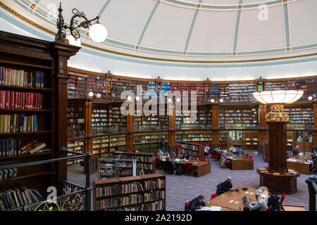 Liverpool Central Library, Liverpool, UK - beautiful traditional wood paneled library Stock Photo