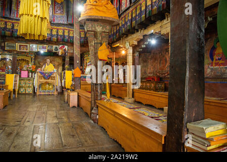 murals in Thiksey monastery in Ladakh, India Stock Photo