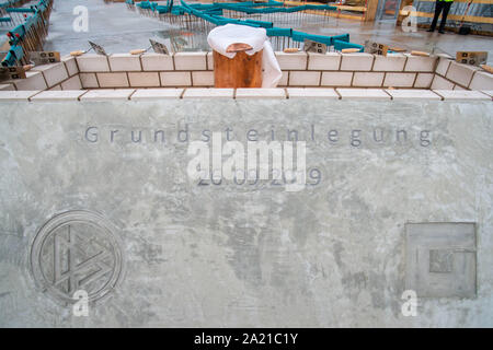 Frankfurt Am Main, Deutschland. 26th Sep, 2019. Plate of the laying of the foundation stone, feature, general, edge motif, laying of the foundation stone for the new DFB and its academy on 26.09.2019 in Frankfurt/Germany. | Usage worldwide Credit: dpa/Alamy Live News Stock Photo
