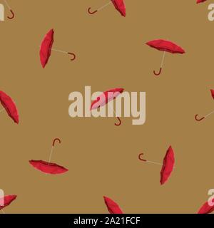 Umbrella seamless. Flat and solid color vector illustration. Stock Vector
