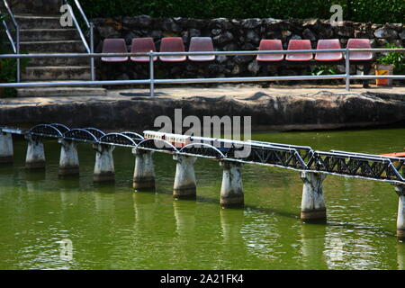 Bangkok Railway Station and RailRoad to the Bridge. The Landmark of Bangkok in Mini Siam park in Pattaya City, Thailand in 10th December, 2012. Stock Photo