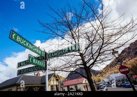 Arrowtown on a Cloudy Day in New Zealand Stock Photo