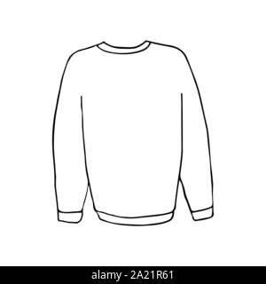 Sweater or pullover for winter or autumn. Black outline on white background. Picture can be used in christmas and new year greeting cards, posters, flyers, banners, logo etc. Vector illustration. EPS10 Stock Vector