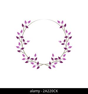 Vintage floral round frames. Pink decorative circular ivy wreath. Vector illustration Stock Vector